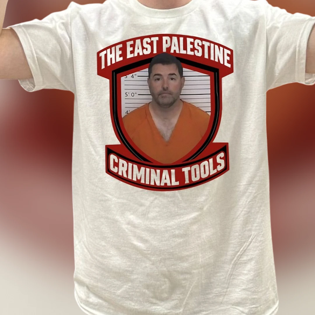 The East Palestine Criminal Tools Tee, Jed York Mugshot Satire Graphic Shirt
