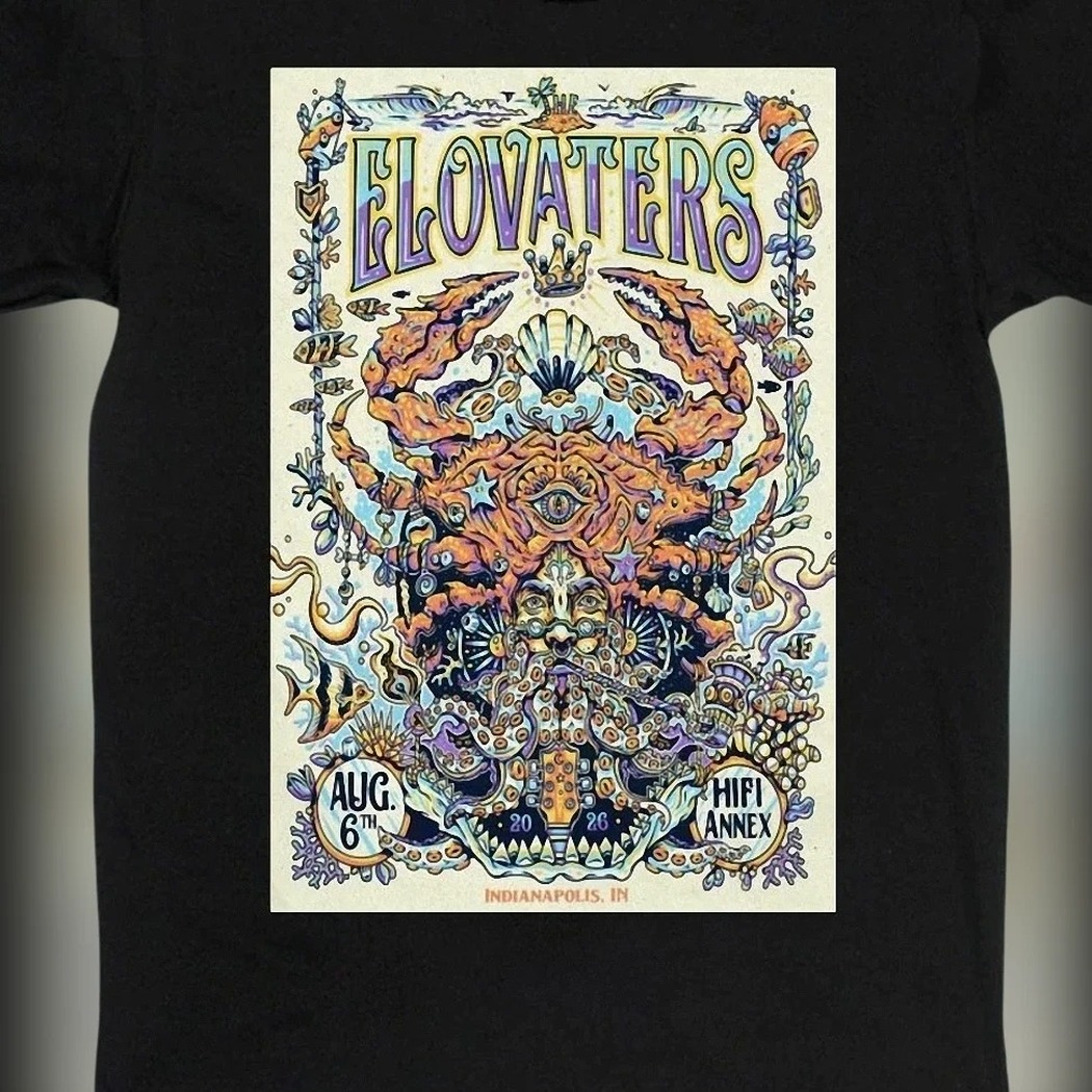 The Elovaters Aug 6 2026 Indianapolis Concert Tee, HI-FI Annex Tour Poster Graphic T-Shirt Live Music Souvenir