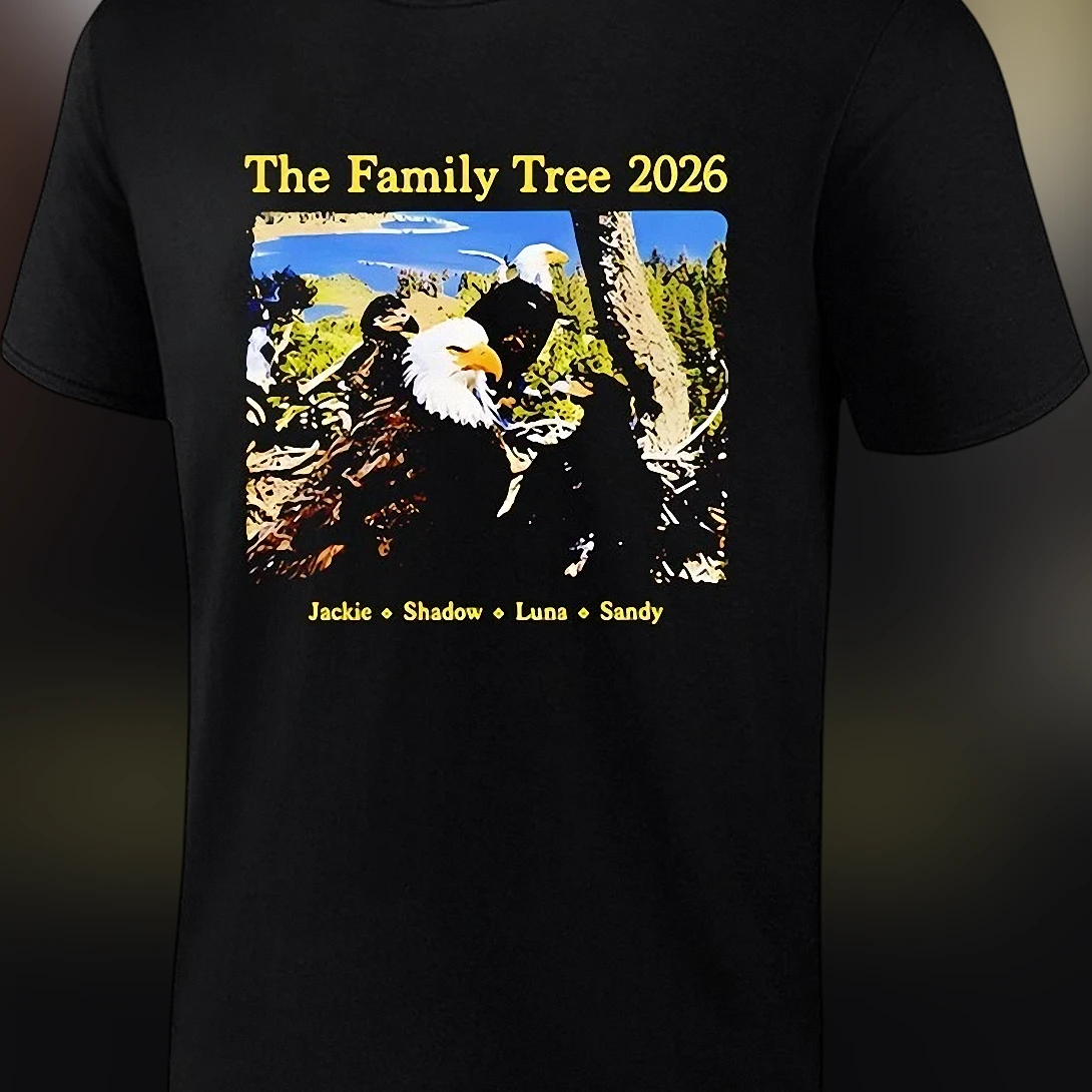 The Family Tree 2026 Bald Eagle Graphic Tee, Custom Wildlife Bird Nest Shirt for Nature Lovers