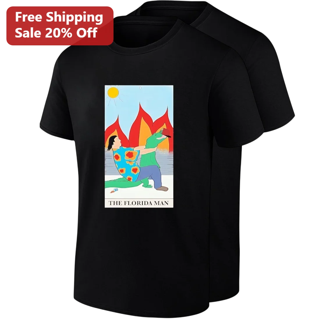 The Florida Man Tarot Card Graphic Tee, Funny Alligator Wrestling Meme T-Shirt Gift