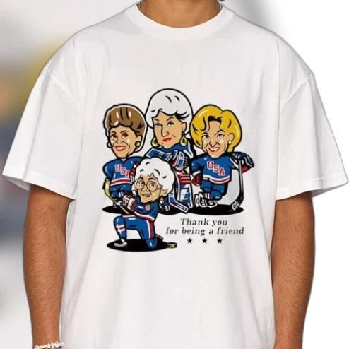 The Golden Girls USA Hockey Thank You For Being A Friend Tee Retro TV Show Fan Graphic Shirt