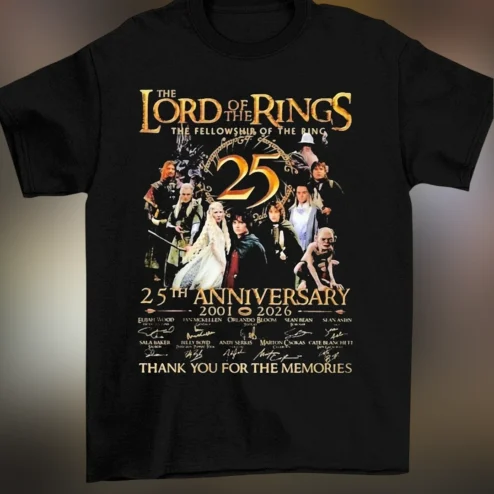 The Lord of the Rings The Fellowship of the Ring 25th Anniversary Tee, 2001 2026 Thank You for the Memories Cast Signatures Shirt