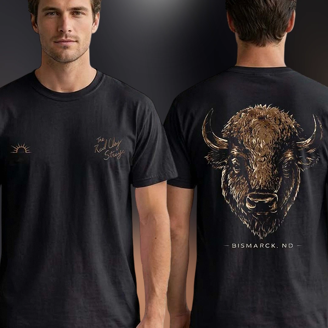 The Red Clay Strays Bismarck ND Buffalo Graphic Tee, Country Rock Tour Concert Souvenir Shirt