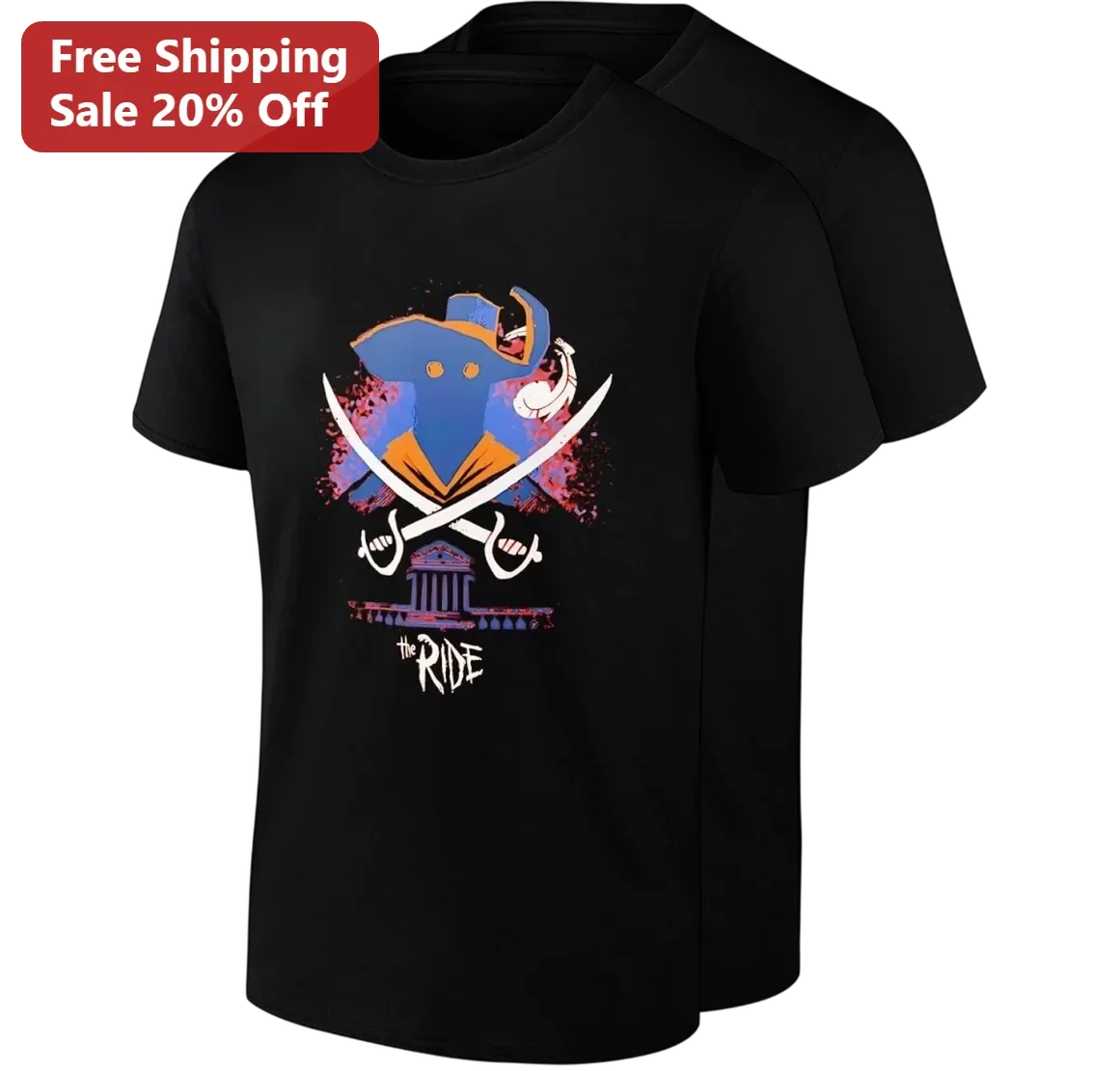 The Ride Tee, Pirate Silhouette Graphic Shirt, Distressed Theme Park Amusement Ride Souvenir Gift for Men Women