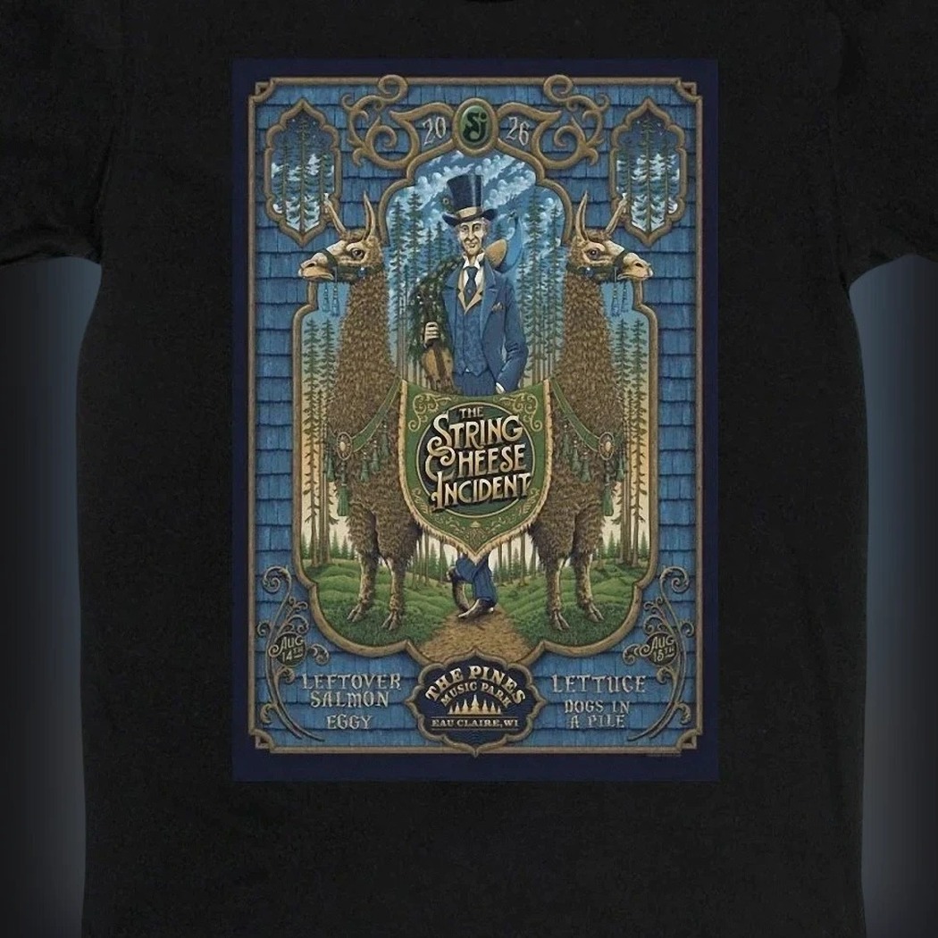 The String Cheese Incident Pines Music Park 2026 Tee Eau Claire WI Concert Lineup Leftover Salmon Lettuce Eggy Dogs in a Pile Shirt