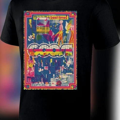 This Is The Best Time Tee Retro Pop Art Collage Graphic T-Shirt Vintage Motivational Statement Shirt