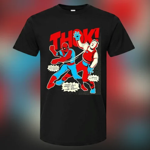 THOK! Your Friendly Neighborhood Nazi-Puncher Tee Funny Superhero Comic Graphic T-Shirt