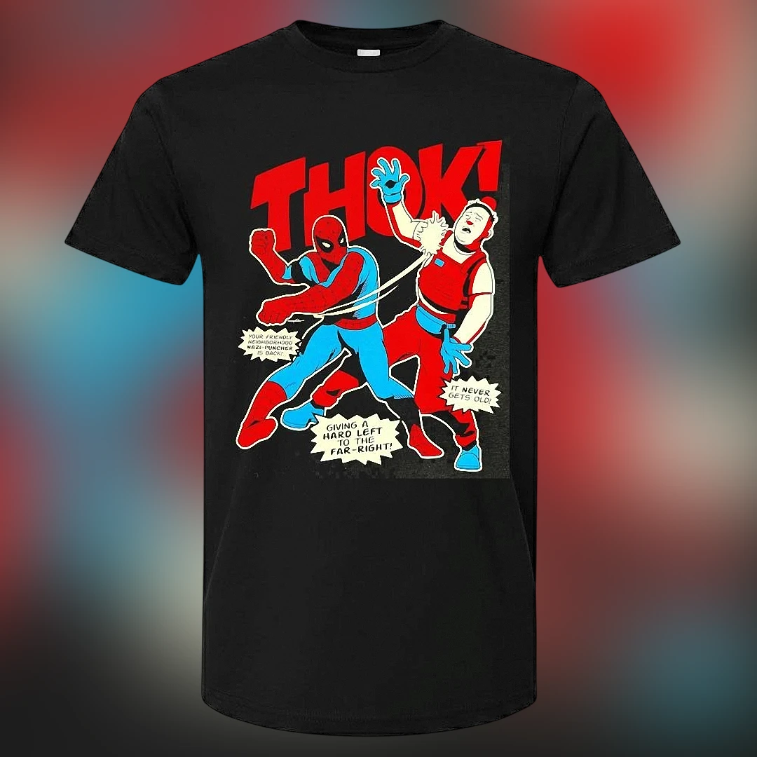 THOK! Your Friendly Neighborhood Nazi-Puncher Tee Funny Superhero Comic Graphic T-Shirt
