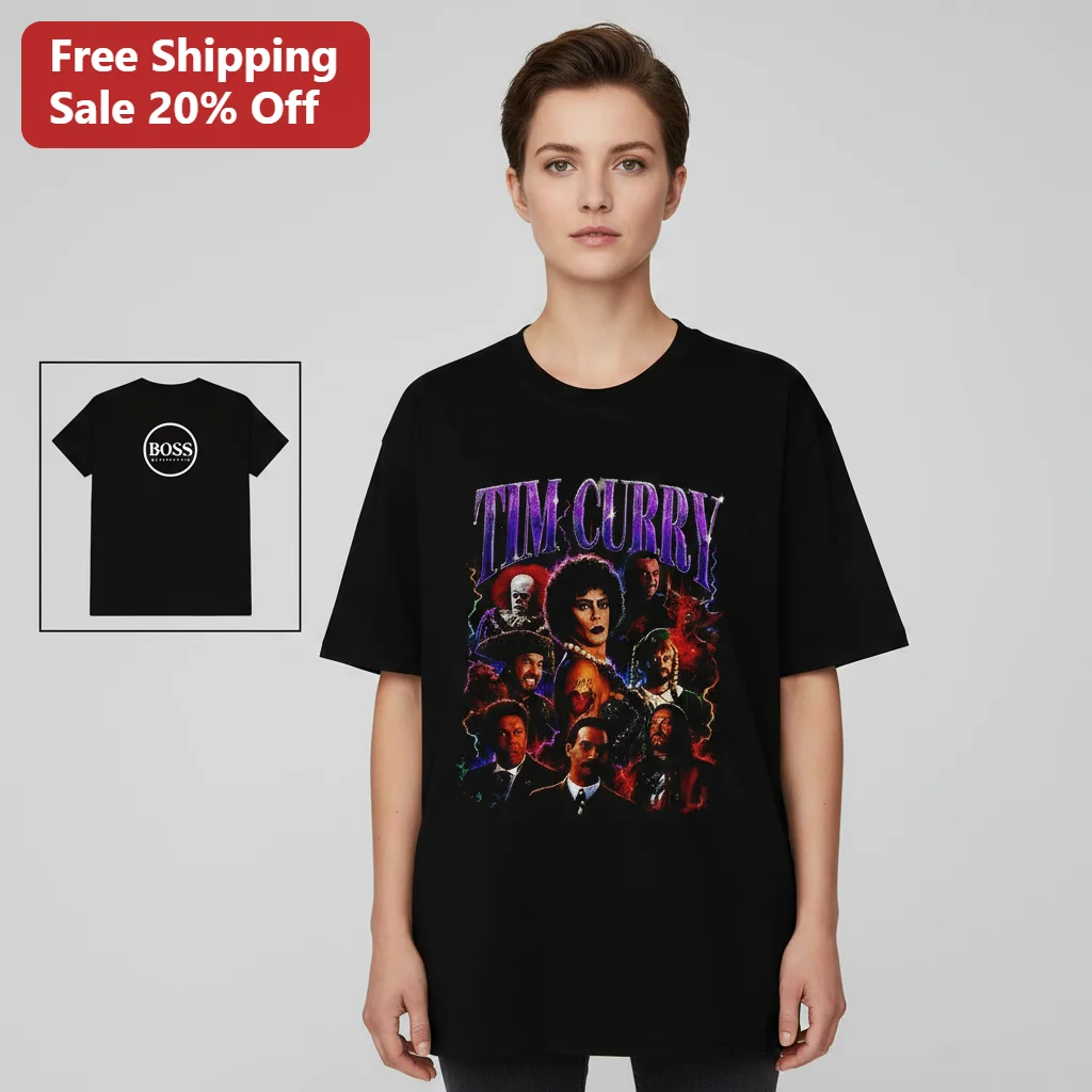 Tim Curry Bootleg Tee Vintage 90s Rap Style Rocky Horror Pennywise Cult Movie Tribute Gift for Horror Movie Fans
