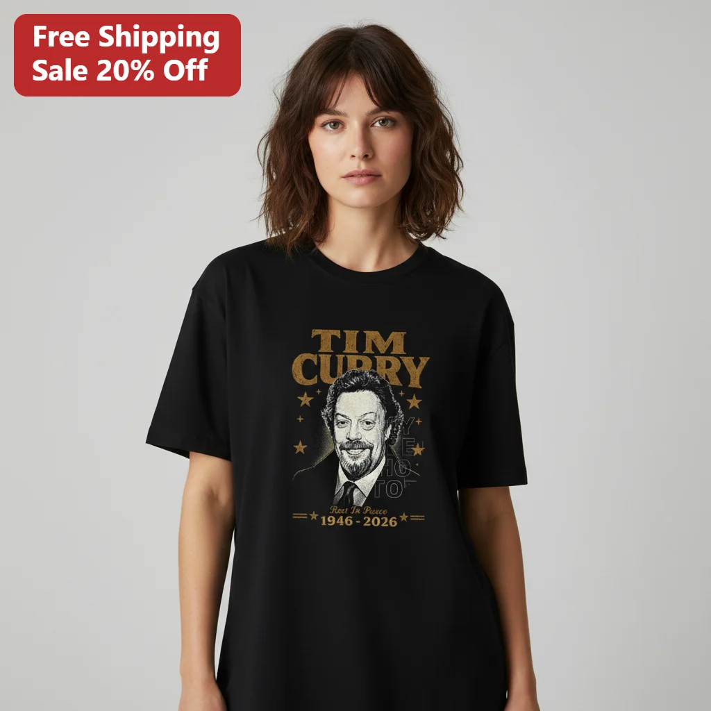 Tim Curry Rest In Peace 1946-2026 Tee, Vintage Memorial Portrait Tribute Graphic Tee Gift for Movie Buffs and Horror Fans