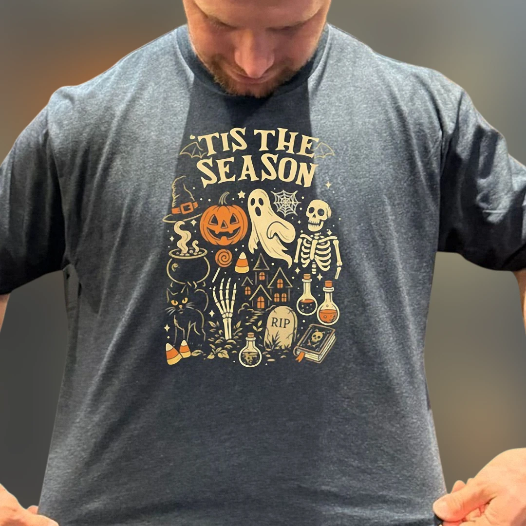 Tis The Season Halloween Tee, Vintage Spooky Season Ghost Pumpkin Graphic Shirt