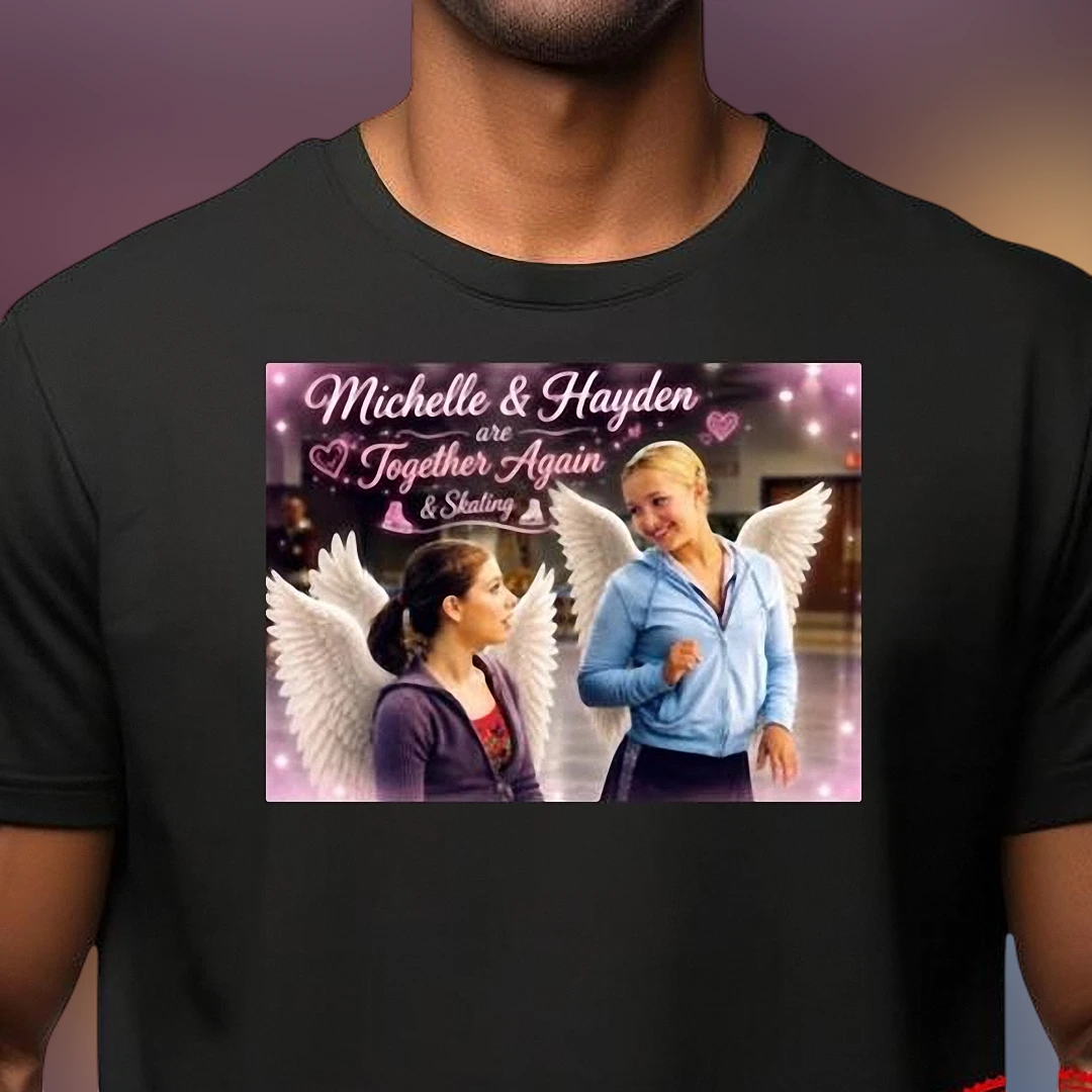 Together Again And Skating Tee, Vintage Ice Skater Memorial Graphic T-Shirt, Y2K Angel Wings Skater Tribute Apparel