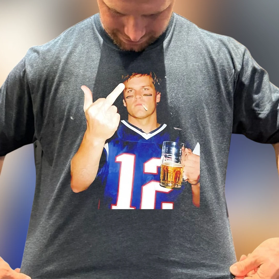 Tom Brady Tee Funny Football Middle Finger Graphic T-Shirt Gift for Sports Fans