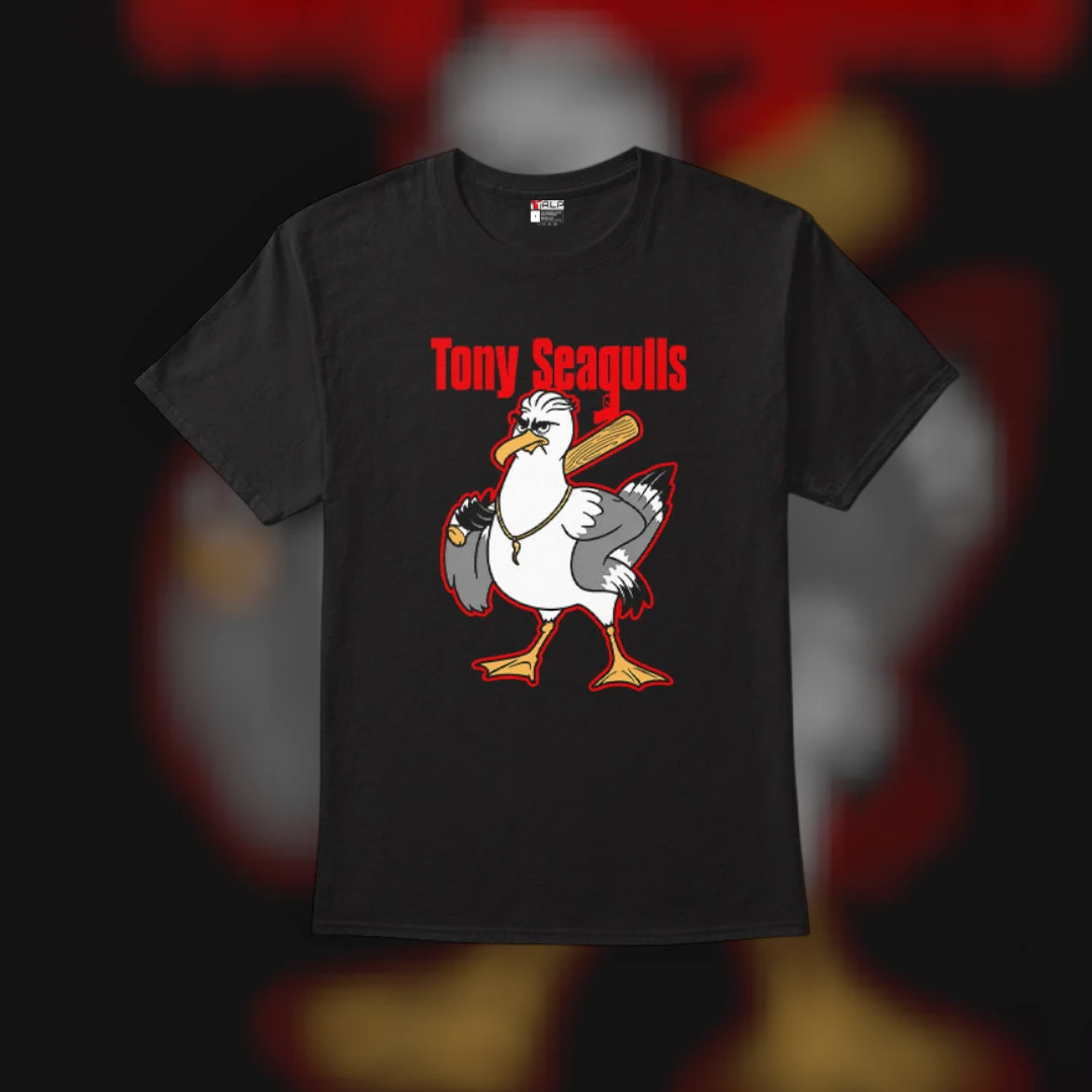 Tony Seagulls Shirt Funny Mobster Bird Baseball Graphic Tee