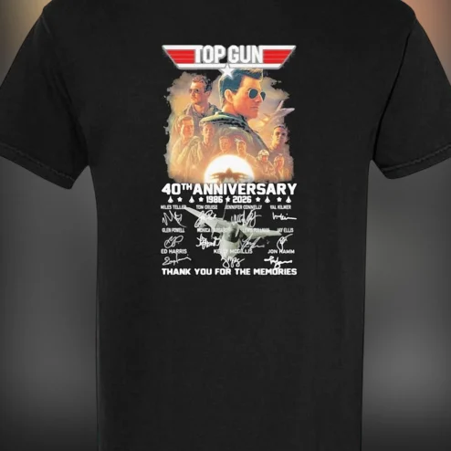 Top Gun 40th Anniversary 1986 2026 Thank You For The Memories Tee, Cast Signatures Movie Fan Shirt