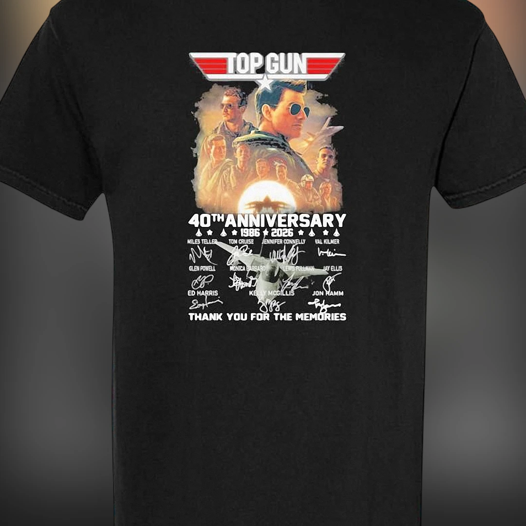 Top Gun 40th Anniversary 1986 2026 Thank You For The Memories Tee, Cast Signatures Movie Fan Shirt