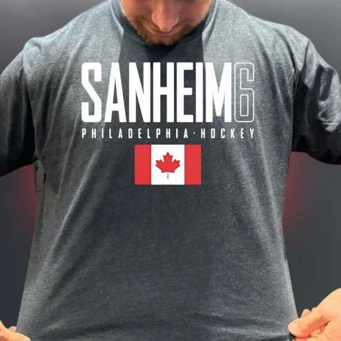 Travis Sanheim 6 Philadelphia Hockey Tee, Canadian Flag Fan Sports T-Shirt