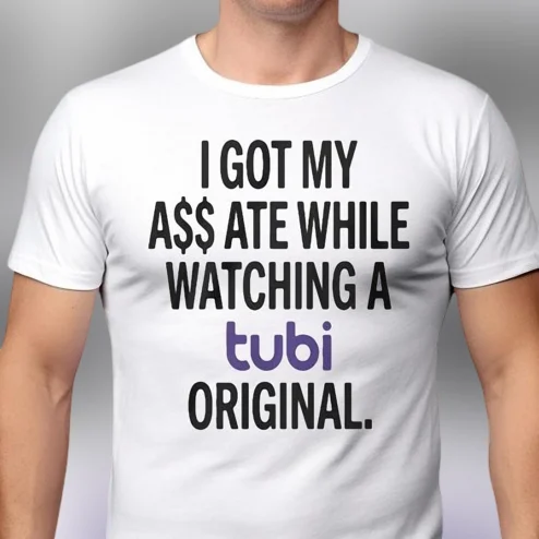 Tubi Original Adult Humor Tee, Funny Streaming Pop Culture Sarcastic Meme Graphic T-Shirt