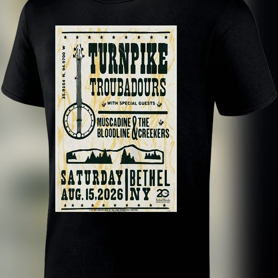 Turnpike Troubadours Bethel NY Aug 15 2026 Concert Tee, Muscadine Bloodline Country Music Tour Poster Shirt