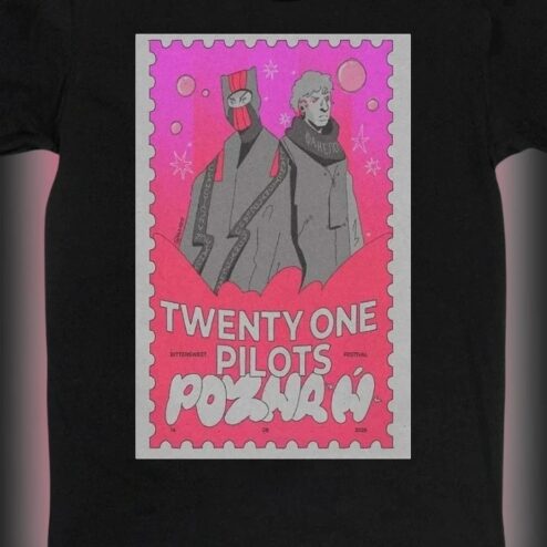 Twenty One Pilots Poznań Concert Graphic Tee, Indie Rock Band Tour Souvenir T-Shirt for Music Fans