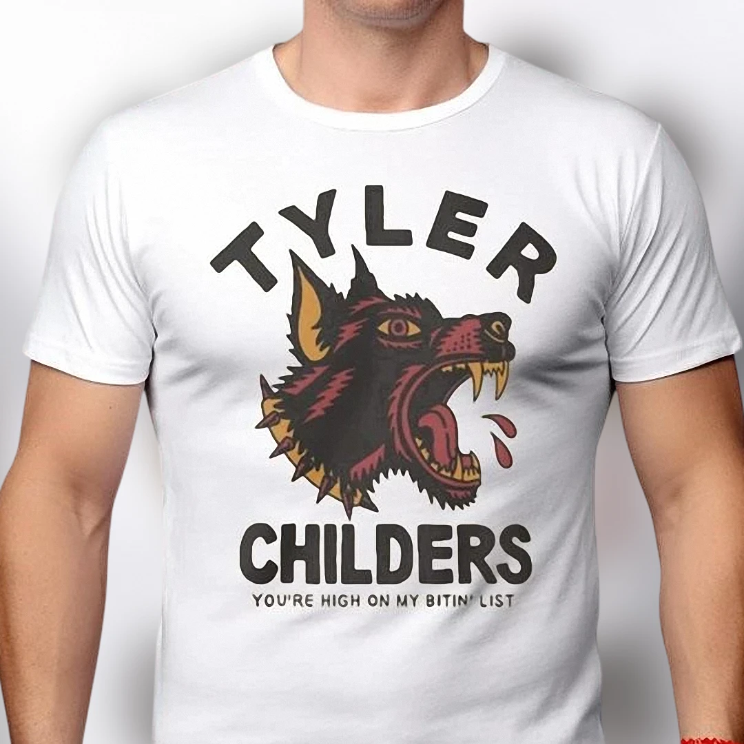 Tyler Childers Bitin' List Tee Traditional Tattoo Wolf Country Music Fan Graphic T-Shirt