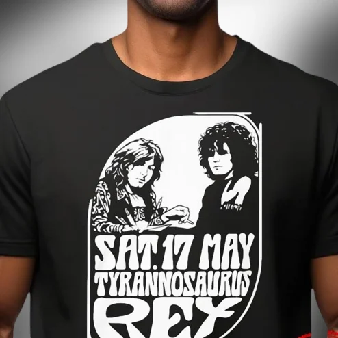 Tyrannosaurus Rex Band Sat 17 May Vintage Concert Tee, Marc Bolan Retro Rock Music Graphic T-Shirt