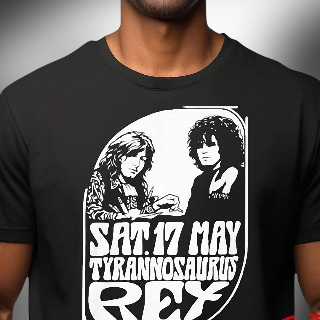 Tyrannosaurus Rex Band Sat 17 May Vintage Concert Tee, Marc Bolan Retro Rock Music Graphic T-Shirt