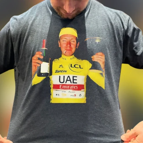 UAE Emirates Tadej Pogacar Yellow Jersey Cycling Champion Tee, Tour De France Winner Fan Graphic T-Shirt