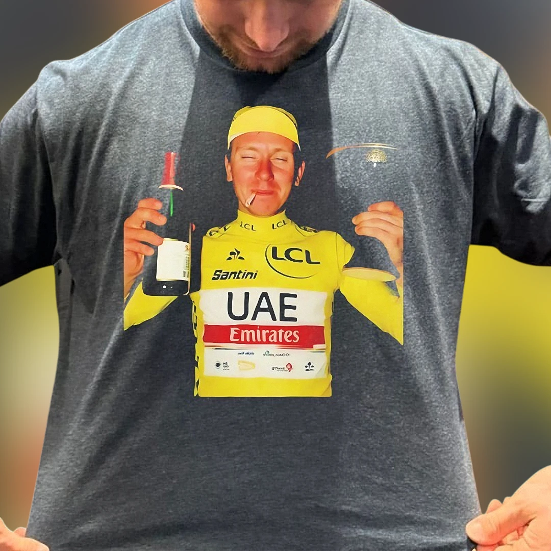 UAE Emirates Tadej Pogacar Yellow Jersey Cycling Champion Tee, Tour De France Winner Fan Graphic T-Shirt