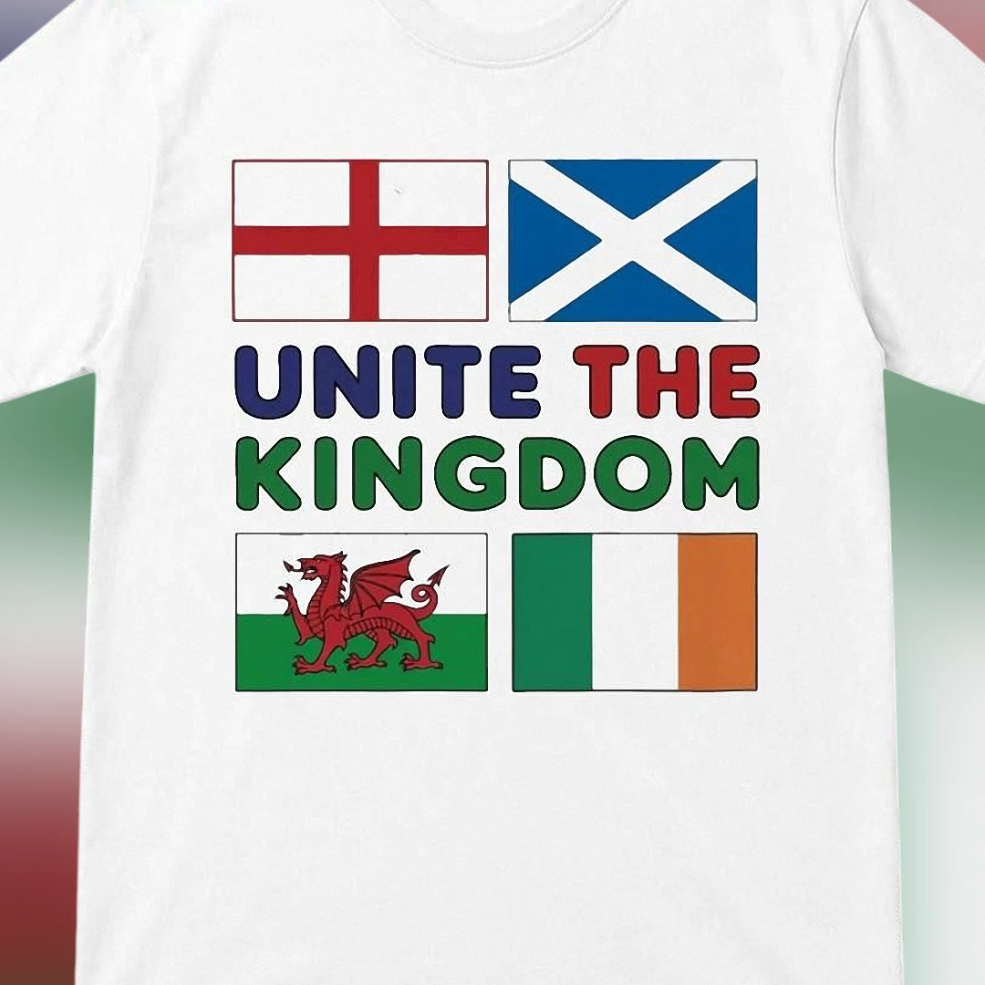 Unite The Kingdom Tee British Patriotic Flags Graphic Shirt