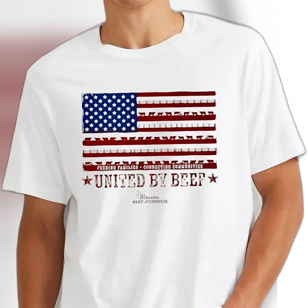 United By Beef American Flag T-Shirt Feeding Families Connecting Communities Patriotic Rancher Tee