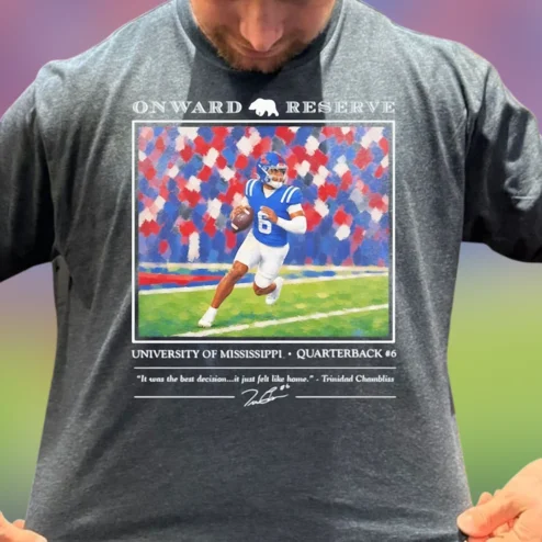 University of Mississippi Quarterback #6 Trinidad Chambliss Tee, Ole Miss Football Graphic Shirt