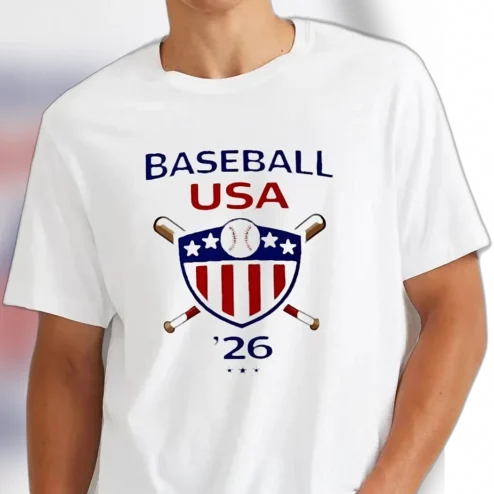 USA Baseball Patriotic Tee Custom Year Red White and Blue Sports Fan Shirt