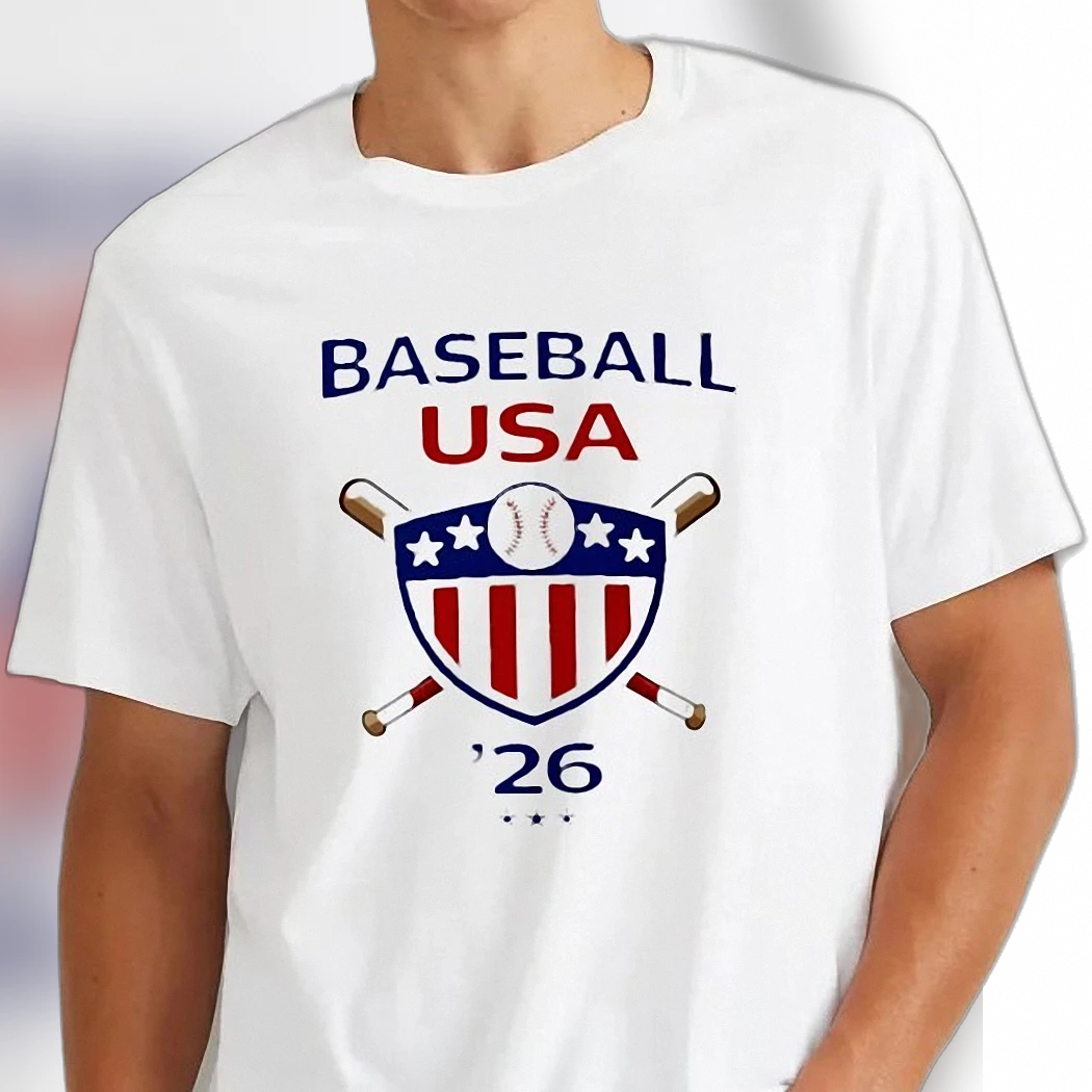 USA Baseball Patriotic Tee Custom Year Red White and Blue Sports Fan Shirt
