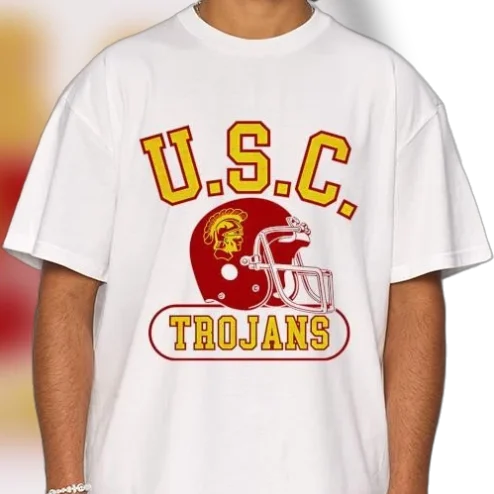 USC Trojans Tee Vintage College Football Helmet Graphic Game Day Shirt for Fans and Alumni