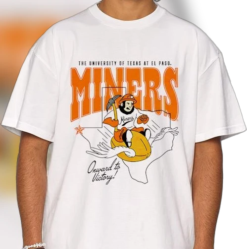 UTEP Miners Onward to Victory Tee Vintage University of Texas at El Paso Paydirt Pete Mascot Game Day Shirt