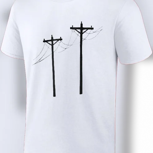 Utility Pole Lineman Graphic Tee, Minimalist Power Line Lineworker Electrician Shirt Gift
