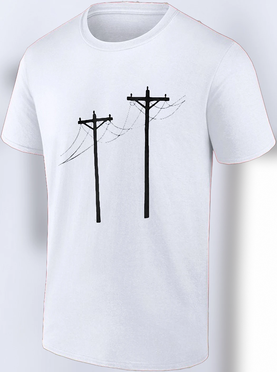 Utility Pole Lineman Graphic Tee, Minimalist Power Line Lineworker Electrician Shirt Gift
