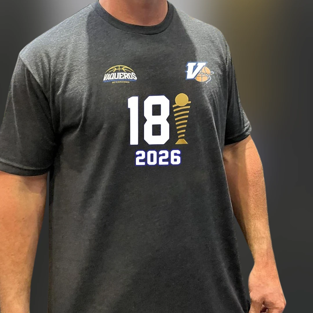 Vaqueros De Bayamon 18 Championships 2026 Basketball Tee, BSN Puerto Rico Fan Graphic Shirt