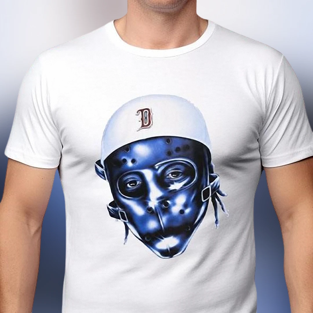 Vintage Hockey Goalie Mask Graphic Tee, Retro Airbrushed Sports Fan T-Shirt for Men and Women