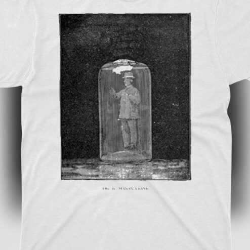 Vintage Surreal Man in a Bottle Illustration Tee, Retro Weird Art Graphic T-Shirt, Dreamcore Aesthetic Gift
