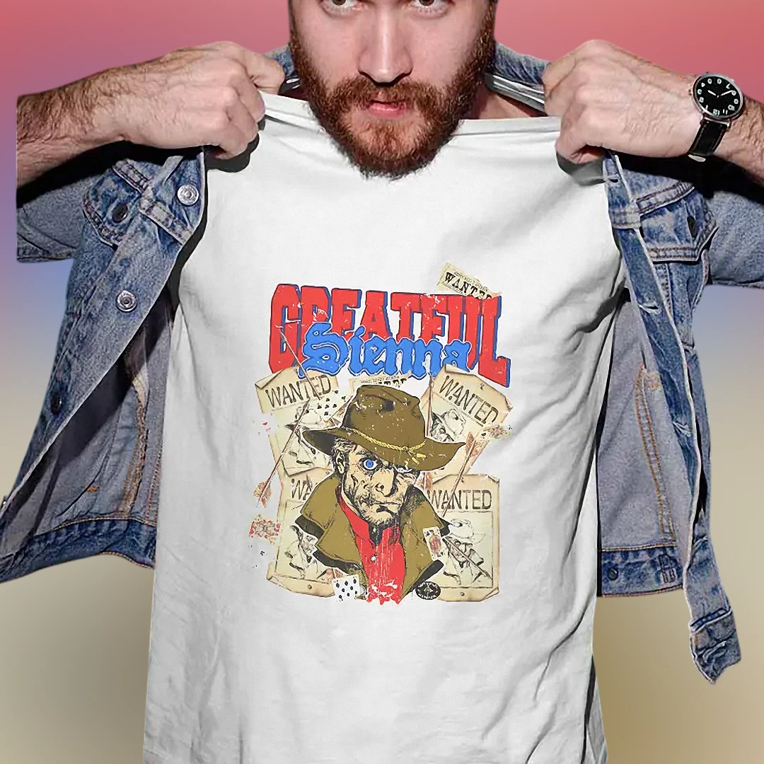 Vintage Western Outlaw Wanted Tee Grateful Cowboy Graphic Shirt