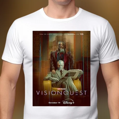 VisionQuest Marvel Series Graphic Tee, Retro Vision Superhero Poster Shirt for Fans