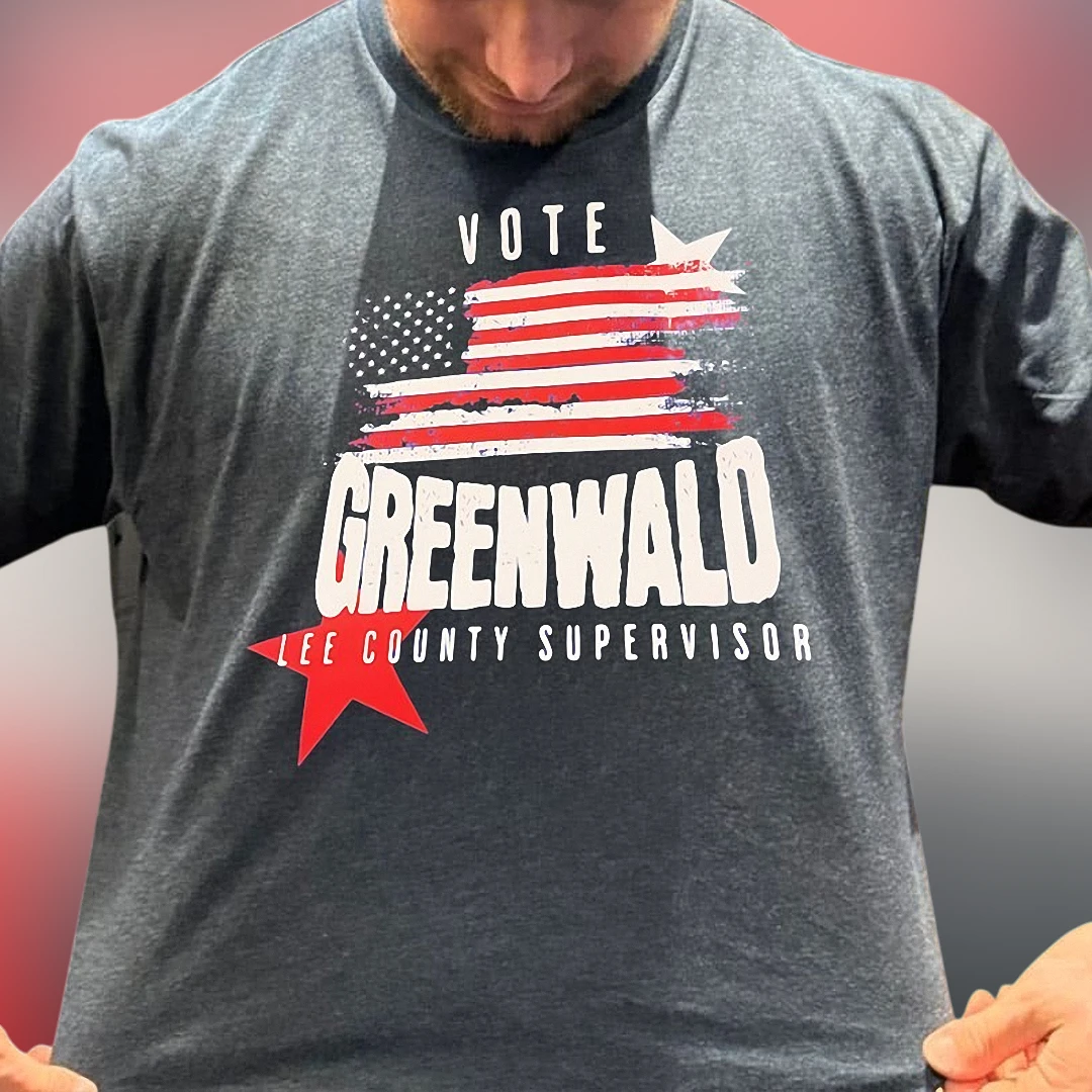 Vote Greenwald Lee County Supervisor Tee Patriotic Campaign Election Shirt