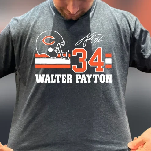 Walter Payton 34 Chicago Bears Signature Tee, Vintage Football Legend Graphic Shirt for Fans
