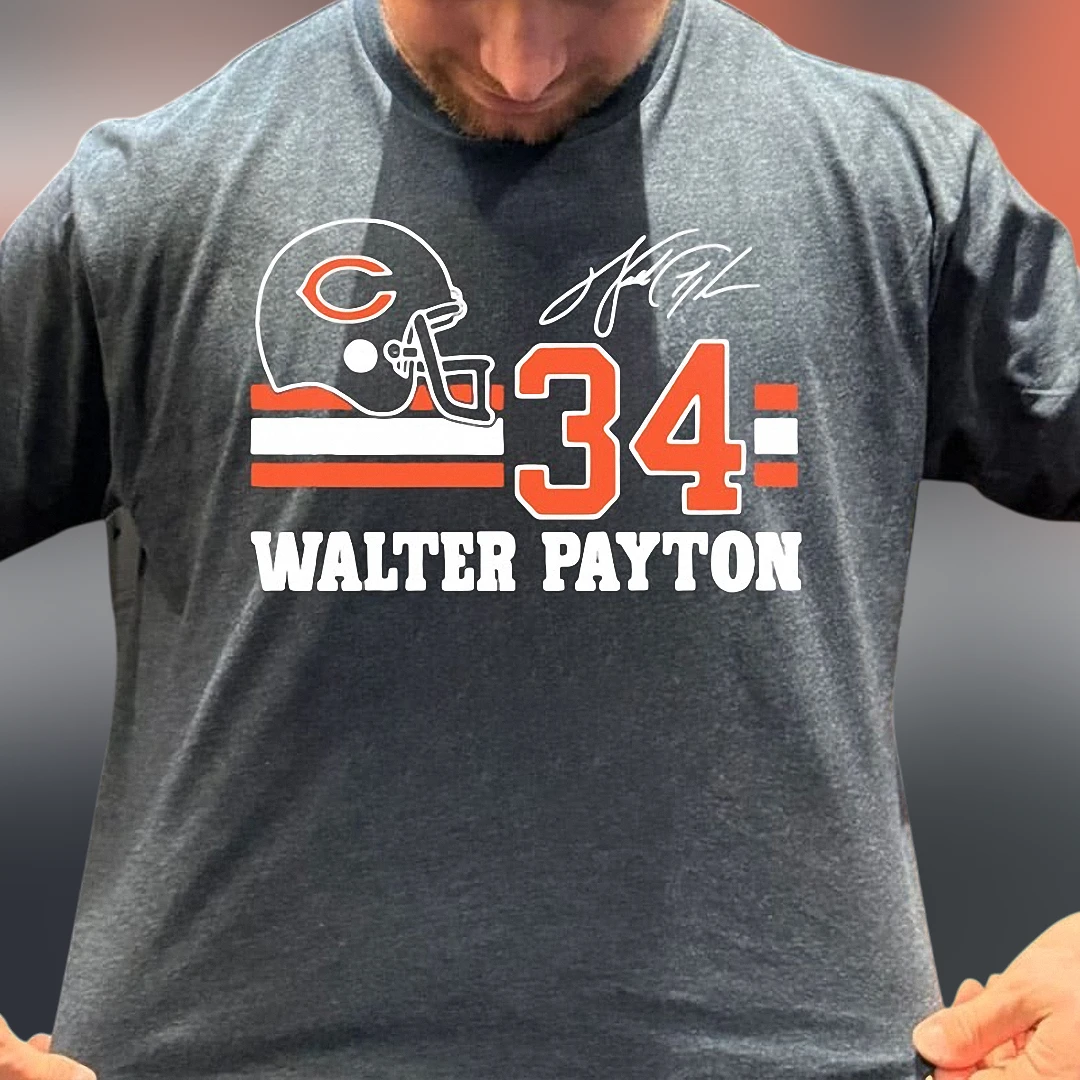 Walter Payton 34 Chicago Bears Signature Tee, Vintage Football Legend Graphic Shirt for Fans