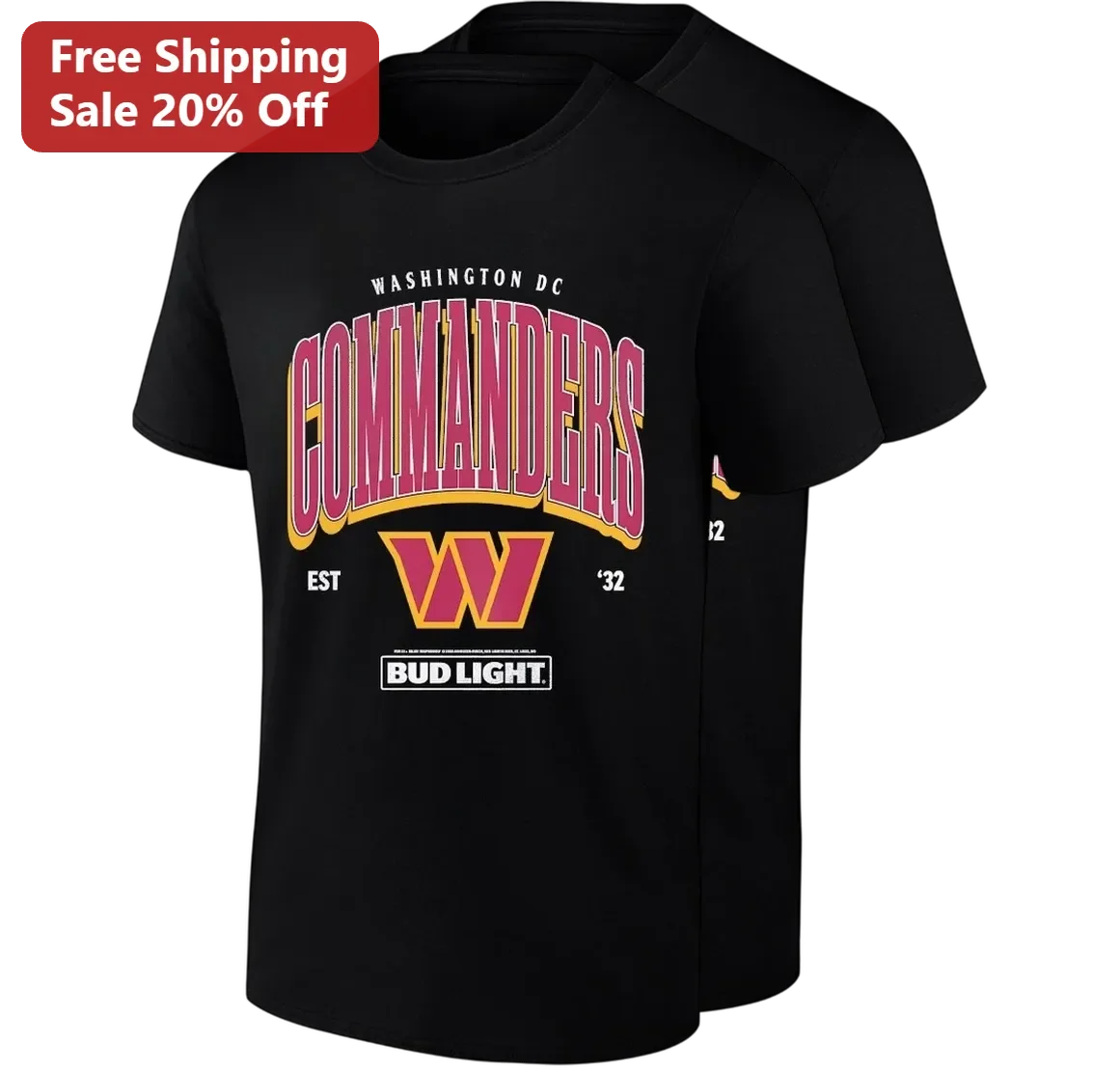 Washington DC Commanders Est '32 Football Fan Tee, NFL Game Day Gift for Men