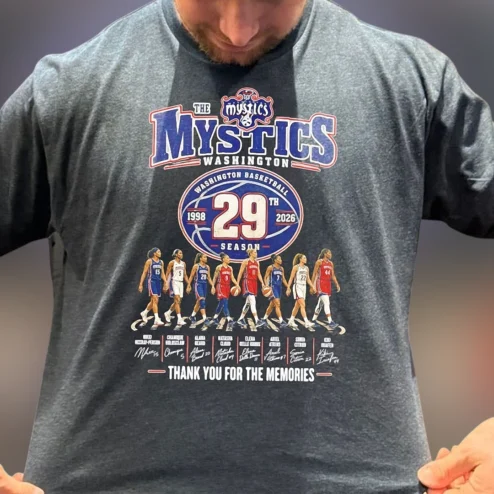 Washington Mystics 29th Season 1998-2026 Commemorative Signatures Tee, Thank You For The Memories Basketball Fan Graphic T-Shirt