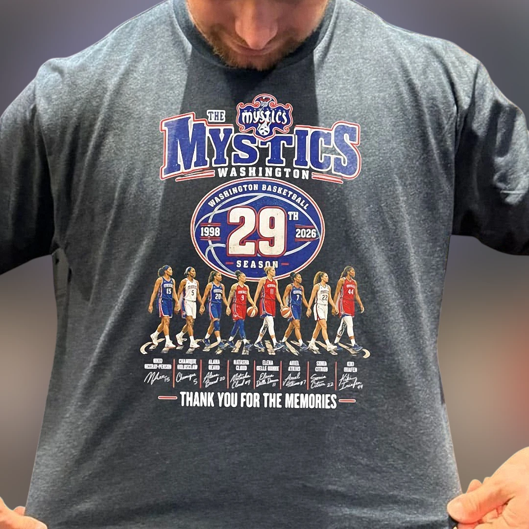 Washington Mystics 29th Season 1998-2026 Commemorative Signatures Tee, Thank You For The Memories Basketball Fan Graphic T-Shirt