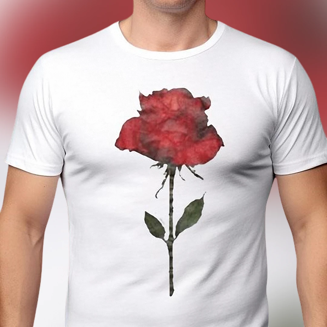 Watercolor Red Rose Graphic Tee, Artistic Botanical Floral Shirt, Nature Lover Gift Tee
